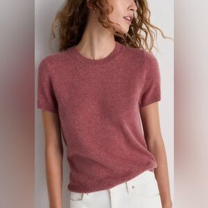 Quince Mongolian Cashmere Tee Burgundy